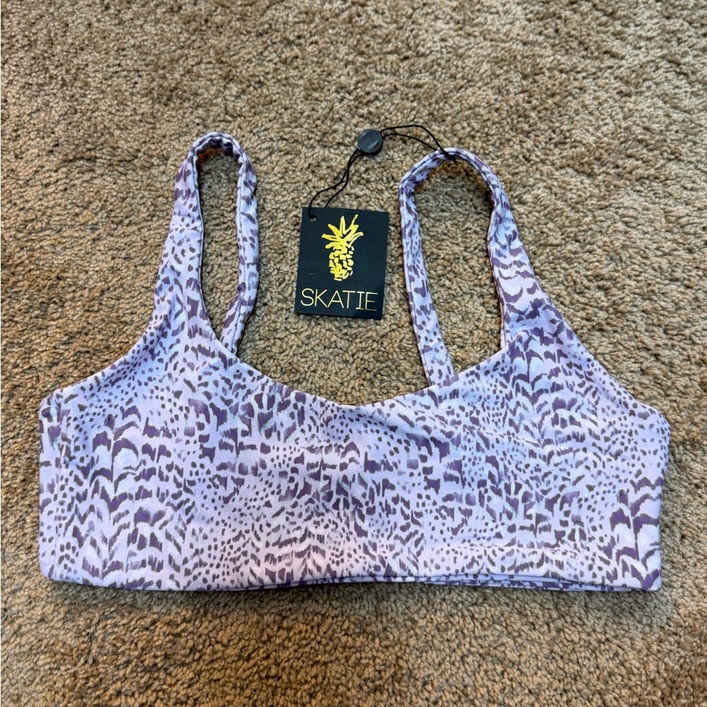 Skatie Lavender Animal Print Bikini Top